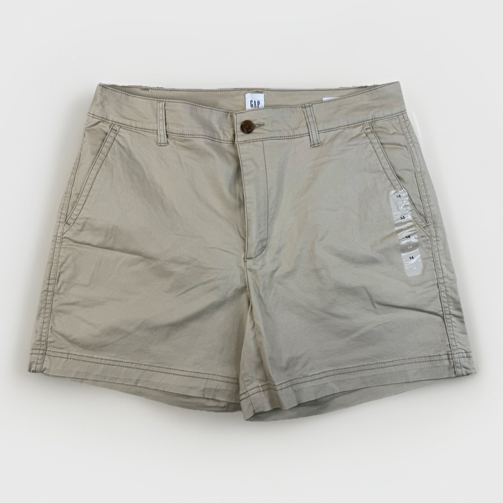 GAP Girlfriend Khaki Shorts Womens 14 Beige Stretch 5"‎ Inseam Outdoor Preppy